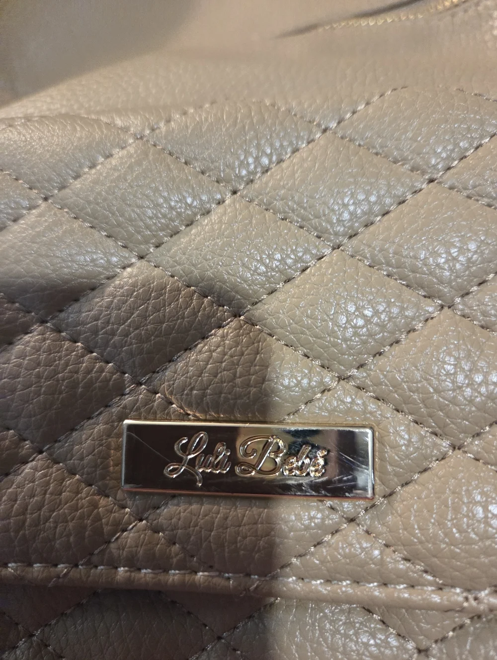 Luli Bebe Petit Monaco Quilted Diaper Bag In Latte. New Without Tags